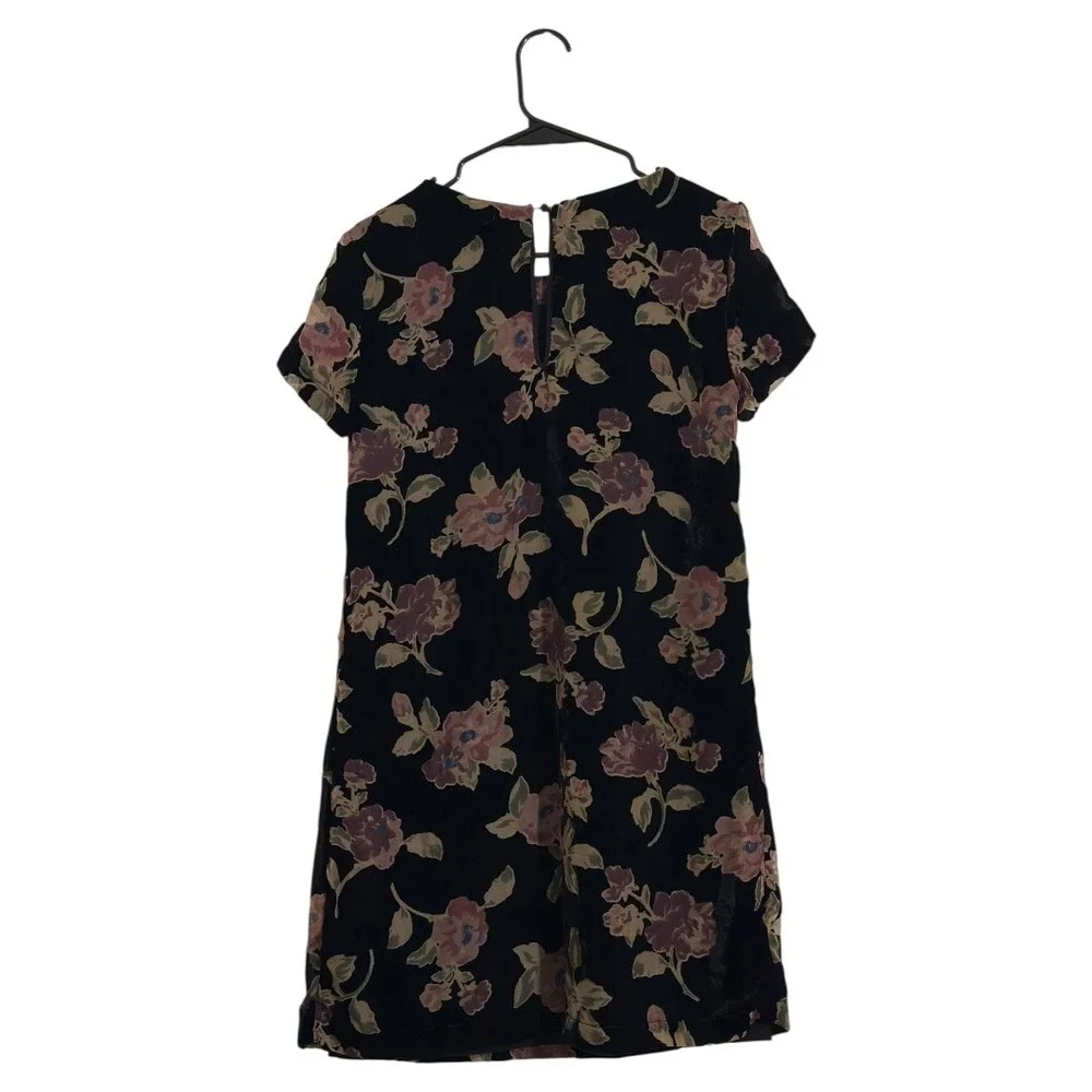 Massimo Fabbro Italy Black Velvet Shift Dress Floral Burnout Dark Fairy Size 4 - Picture 2 of 7